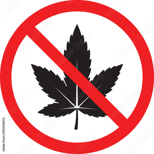 Prohibition sign indicating cannabis is not allowed in a public place