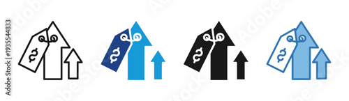 Bid Increase icon set multiple style collection