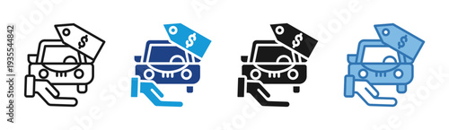 Vehicle Auction icon set multiple style collection