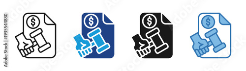 Legal Auction icon set multiple style collection