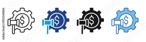 Auction System icon set multiple style collection