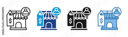 Store Auction icon set multiple style collection