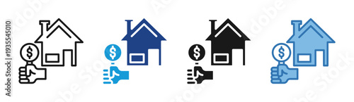 Property Bid icon set multiple style collection