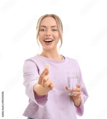 Young woman with soluble ta...