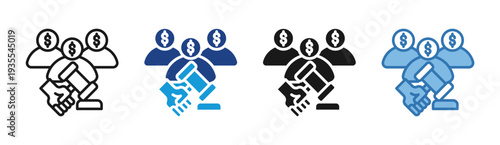 Deal Agreement icon set multiple style collection