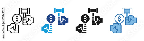 Bid Approval icon set multiple style collection