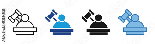 Court Decision icon set multiple style collection
