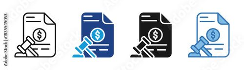 Legal Document icon set multiple style collection