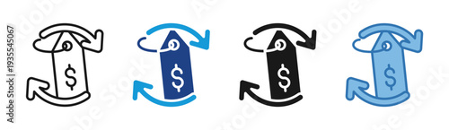 Refund Policy icon set multiple style collection