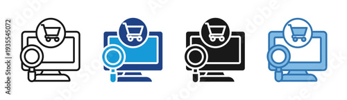 Online Shopping icon set multiple style collection