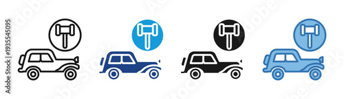 Auto Auction icon set multiple style collection