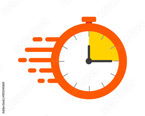 Fast time icon. Instant clock delivery vector symbol in a black filled and outlined style. quick timer response sign.