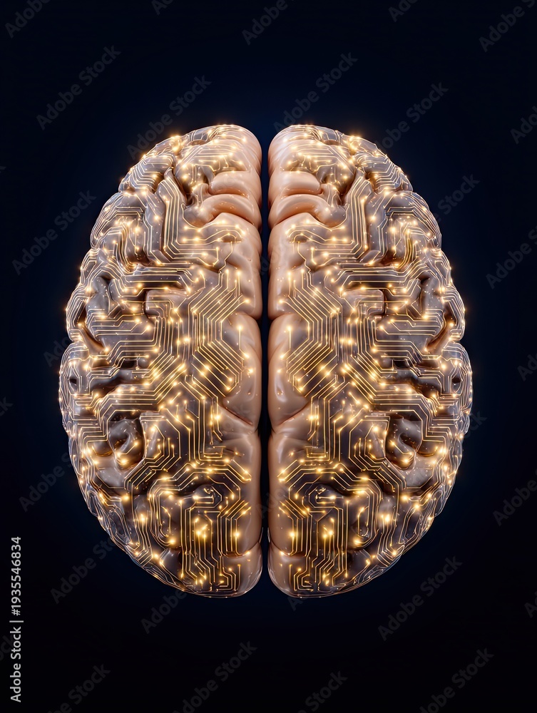 Naklejka premium Cybernetic Brain Design with Realistic Graphics