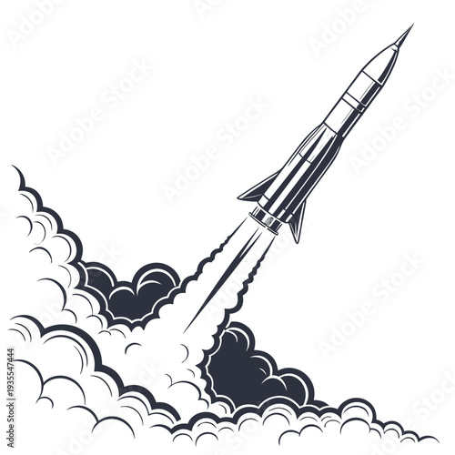 Cinematic of missile ascending with explosion rocket