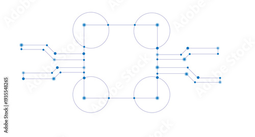 Abstract Digital Network Diagram With Nodes, Connections and Data Flow Representing Technology and Communication.
