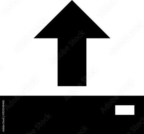 Black Arrow Pointing Upwards on White Background.