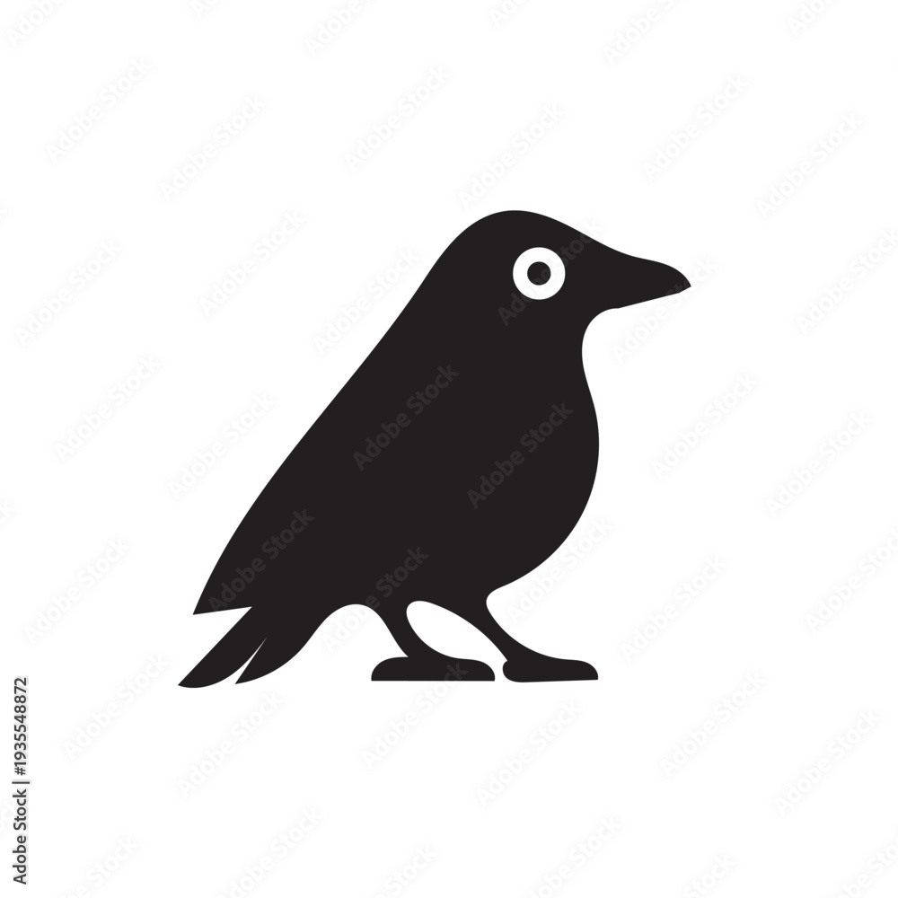 Fototapeta premium Minimalist Black Crow Silhouette Icon