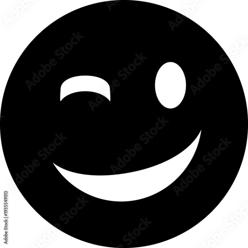 Pixelated smiley face icon with a wink.