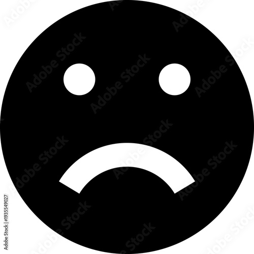 Sad Face Emoji Pixel Art Icon.