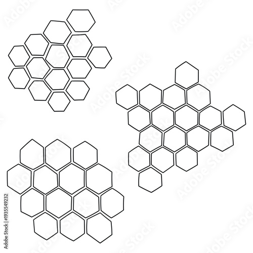 Hand-drawn doodle set of propolis honeycombs on a white background.