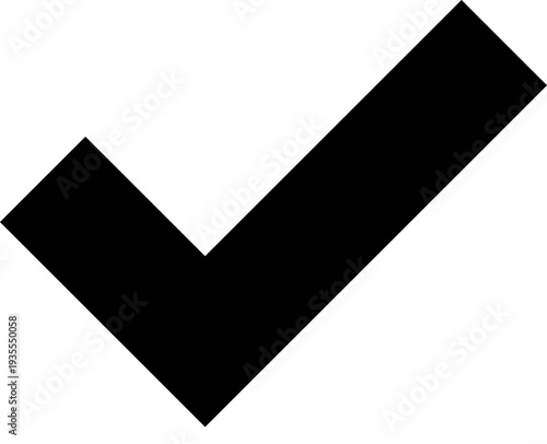A simple black check mark symbol on a white background.