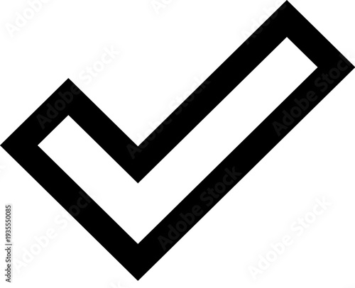 Black and white check mark icon or symbol.