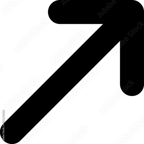 Black Arrow Pointing Diagonally Upwards to the Right