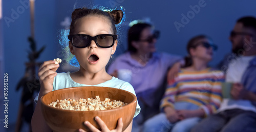 Shocked little girl with 3D...