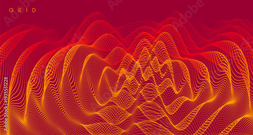 3D wavy background. Ripple effect. Grid. Vector illustration for brochure, poster, cover, card, presentation, flyer or banner.