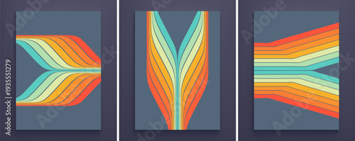 An element from a set of colored lines. Space for text. Retro style. Dynamic ribbons. Color gradient. Vector image for brochure, poster, cover, presentation, flyer, or banner.