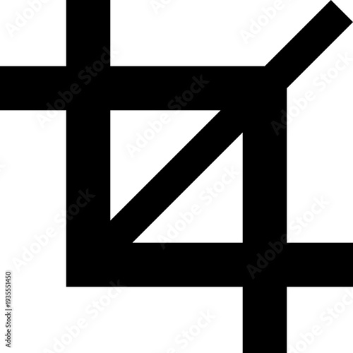 Black Crop Tool Icon on White Background