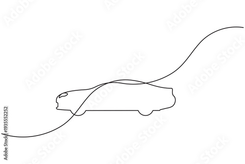 Car icon Automotive vehicle profile in continuous line art style
