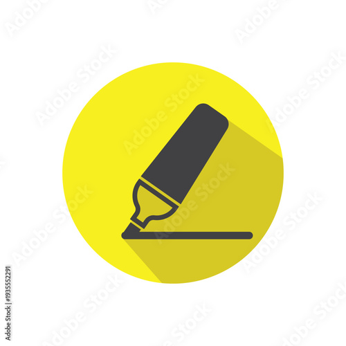 flat design vector highlighter icon in a circle