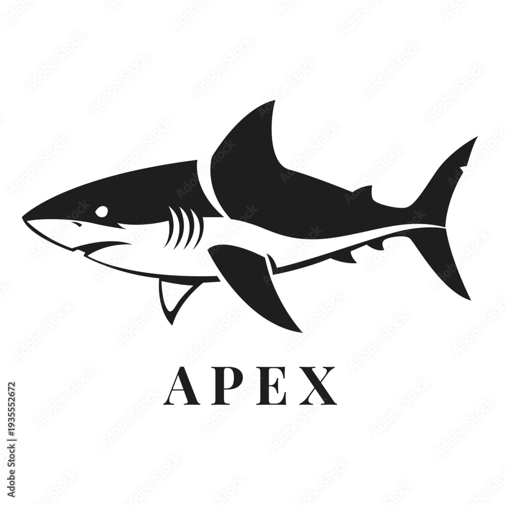 Obraz premium Shark Vector Illustration Silhouette Animal Logo with Apex Text Design