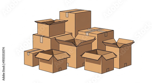 Stack of Cardboard Boxes Illustration.