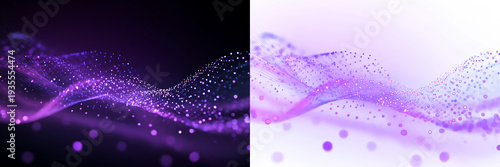Violet Energy Stream Particle Landscape Background for Technology Visuals. Isolated PNG