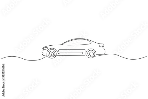 Car icon continuous one line drawing on white background
