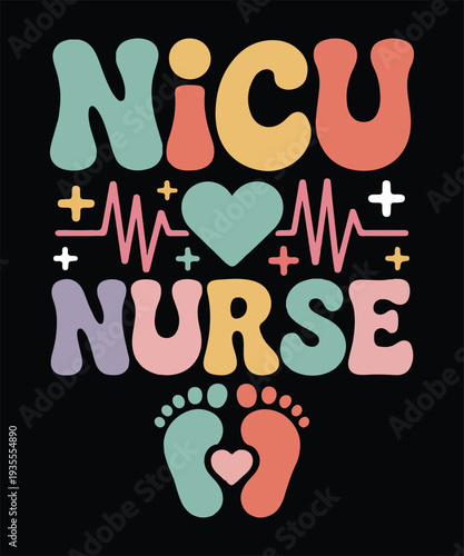 NICU Nurse Heartbeat Plus Cute Neonatal ICU Nurse T Shirt Design