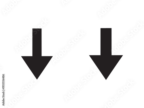 Two identical black downward pointing arrows on white background  simple directional symbols