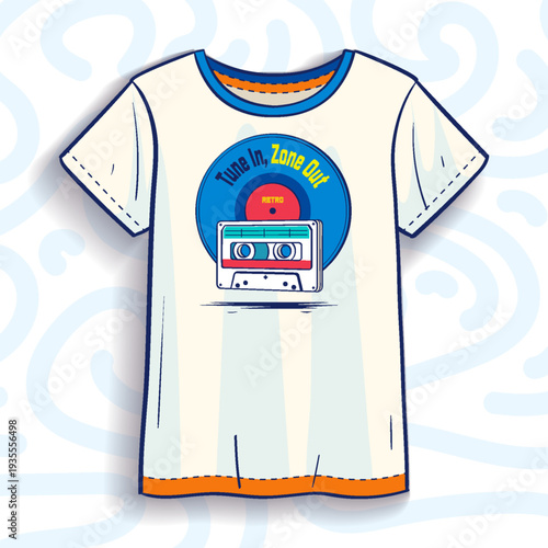 Retro Cassette Tshirt Vector Mockup