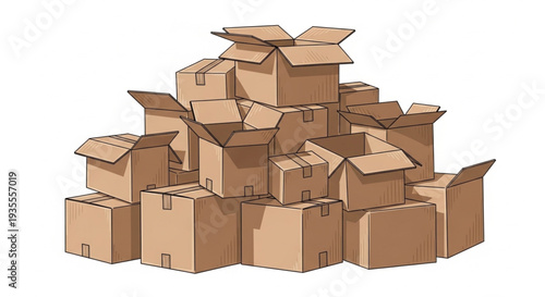 Stack of Open Cardboard Boxes.