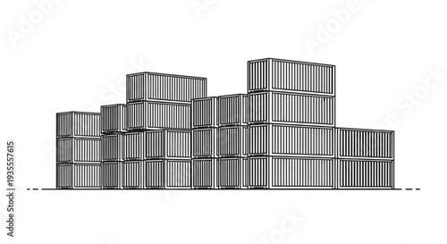 Stack of Shipping Containers Illustration.