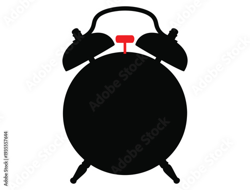 Alarm Clock Silhouette on White Background
