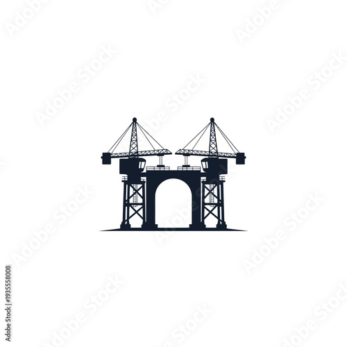 Double Bridge Structure Logo Representing Connection and Engineering on Isolated White Background