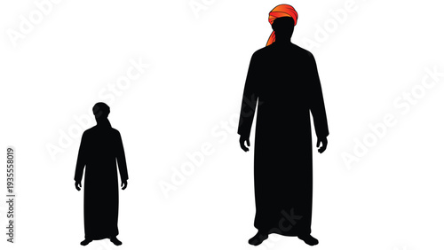 Arab man in thobe with turban silhouette