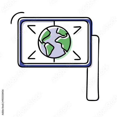 Eco zone entry sign with Earth's graphic illustration concept of warning signs  