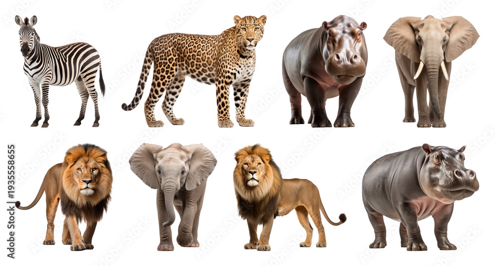 Fototapeta premium PNG Wildlife diversity in stunning portraits on transparent background