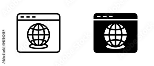 Browser icon set with style outline and solid. vector simple elements for design and presentation.