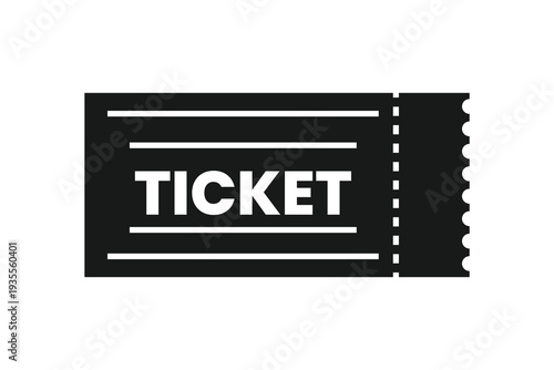 A black and white ticket with the word ticket printed in bold Vector