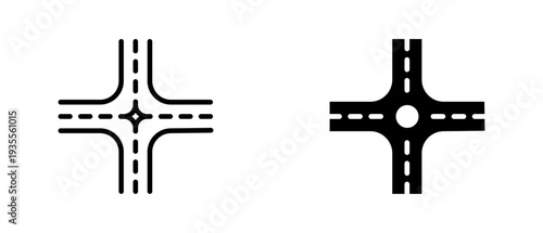 Roundabout icon set with style outline and solid. vector simple elements for design and presentation.
